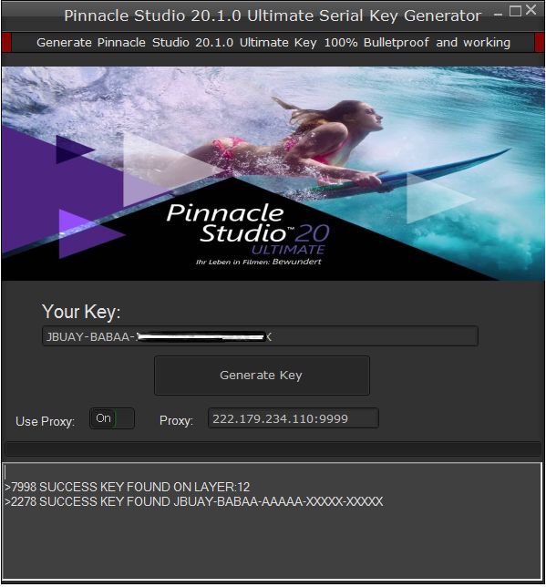 serial key for pinnacle studio 23
